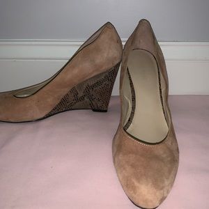 Tan snake print heels